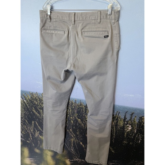 RVCA Week End Fit‎ Pants Men's 34 Grey Chino Flat Front Straight Casual - Picture 2 of 6